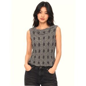Cut Loose Bubble Knit Puckered Oval Dot Shell Top Linen Blend Art-to-Wear Earthy